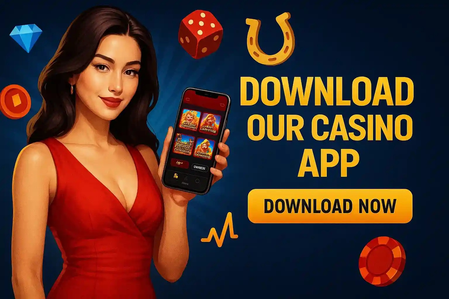 Modern smartphone displaying sleek casino app interface with games and bonuses